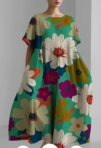 Women's Round Neck Fashion Short Sleeve Printed Dress