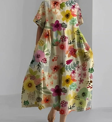 Women's Round Neck Fashion Short Sleeve Printed Dress