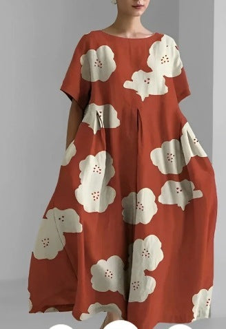 Women's Round Neck Fashion Short Sleeve Printed Dress
