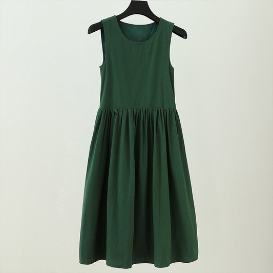 Plus Size Small Artistic Student Sleeveless French Green Dress