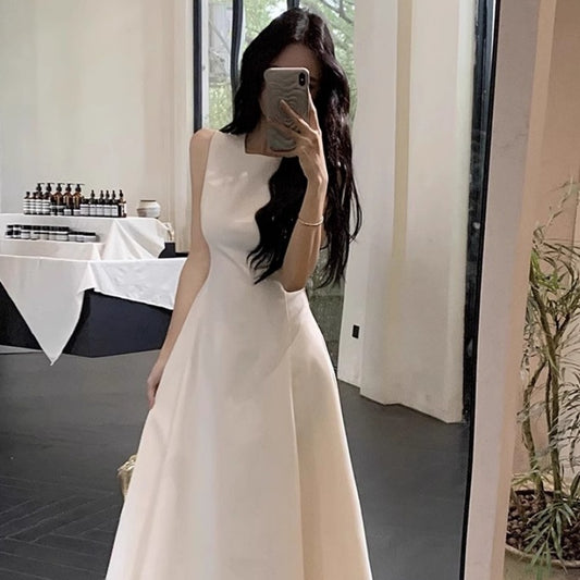 French Style Elegant Sleeveless Vest Waist Slimming Dress