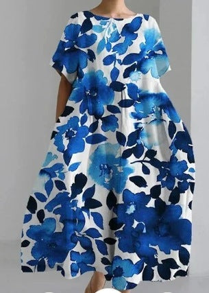 Women's Round Neck Fashion Short Sleeve Printed Dress