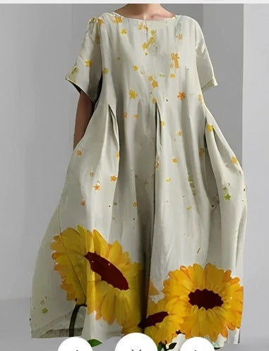 Women's Round Neck Fashion Short Sleeve Printed Dress