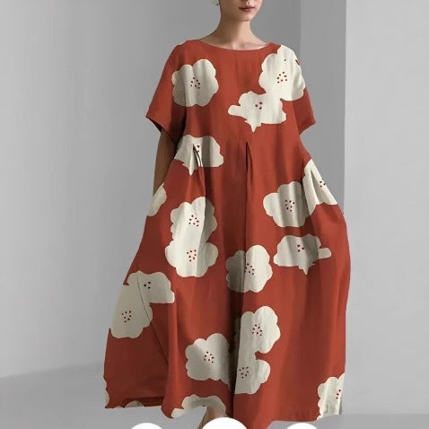 Women's Round Neck Fashion Short Sleeve Printed Dress
