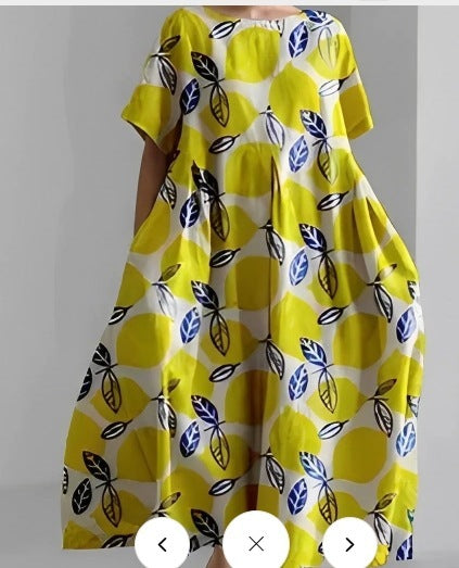 Women's Round Neck Fashion Short Sleeve Printed Dress